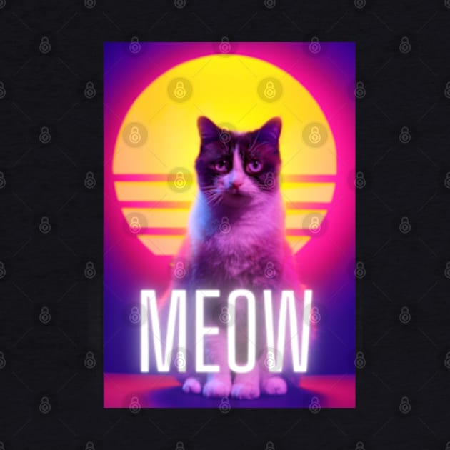 Meow Synthwave Cat by 80snerd